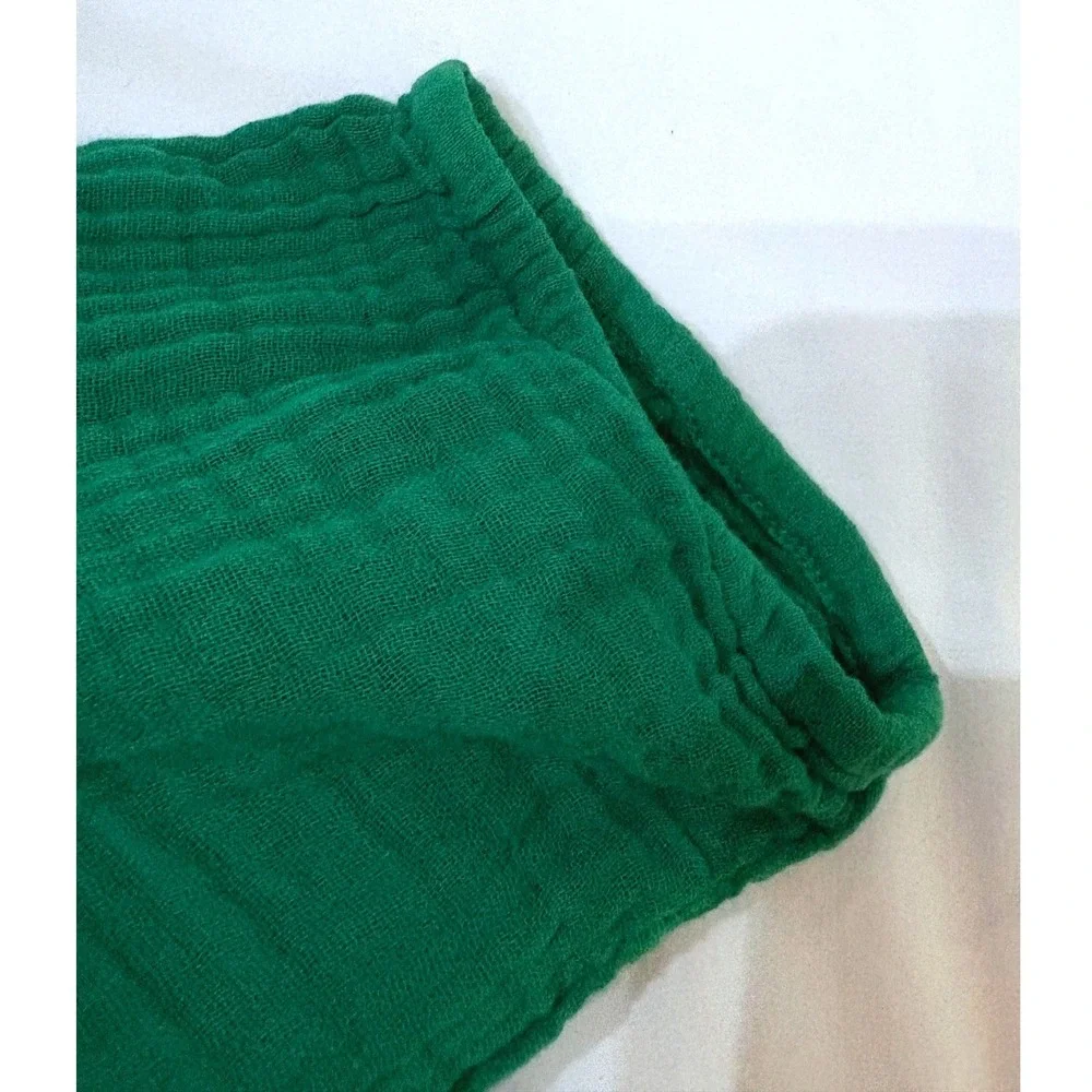 Michael Stars Sophia Kelly Green Cotton Gauze Tiered Relaxed Fit Mini Dress XS